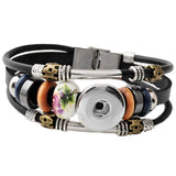 Snap Button Real Leather Bracelet
