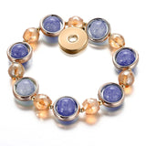 Glass Beads Elastic Snap Bracelet Golden