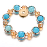 Glass Beads Elastic Snap Bracelet Golden