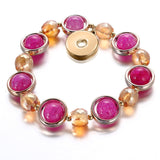 Glass Beads Elastic Snap Bracelet Golden